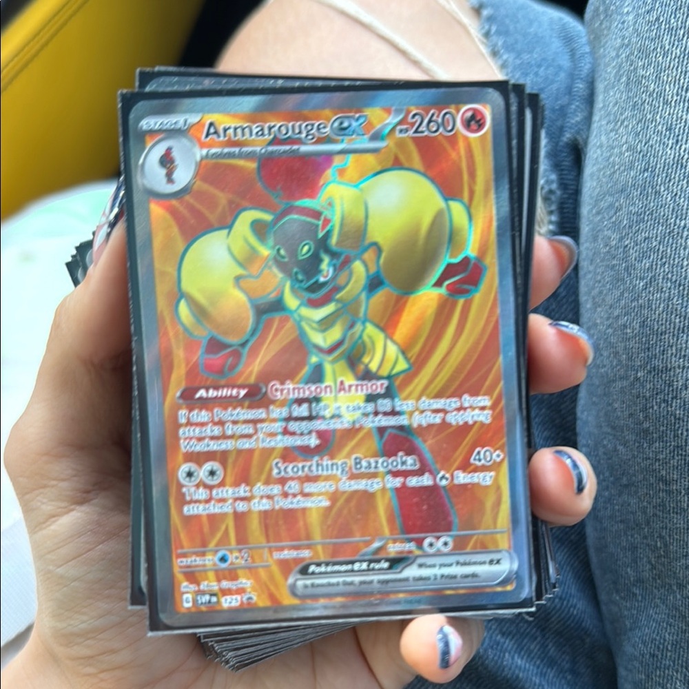Pokemon Armarguge GX Full Art Trading Card - Holographic Orange & Yellow